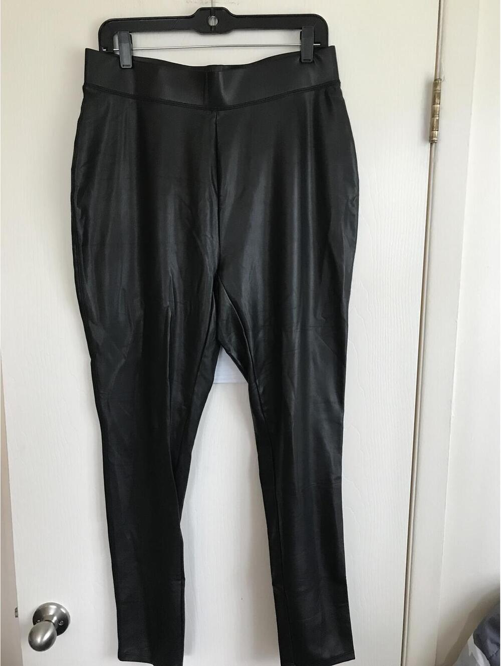 Ashley Stewart Black Faux Leather Leggings Size 14/16